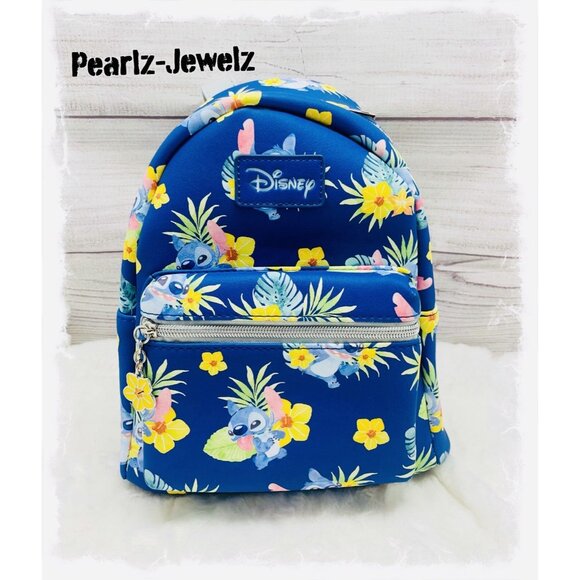 Loungefly Disney Lilo & Stitch Tropical Floral Allover Stitch Mini Backpack - Picture 1 of 6